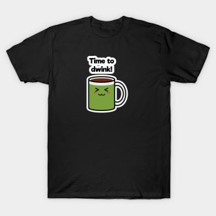 Time to Drink | Coffee | Charging | High Battery | Cute Kawaii | Black T-Shirt